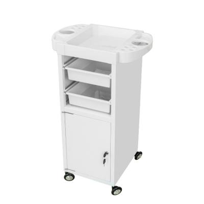 China Stable Door Locking White Salon Carts Cart For Working Barber Trolley Barber Shop Carts for sale