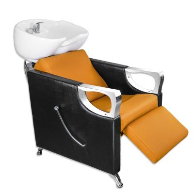 China Durable Material Shampoo Chair And Bowl For Salon Basin Shampoo Bed Backwash Hairdressing Sink Ceramic Chair For Spa Beauty Salon Equipment for sale