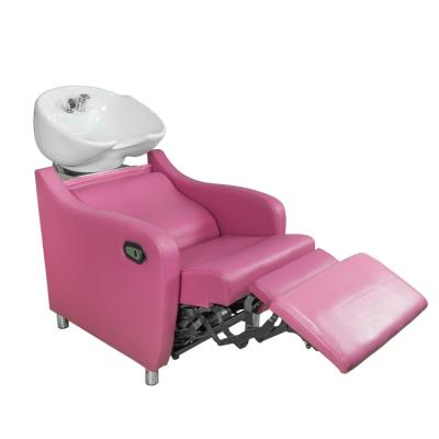 China Durable Material Shampoo Chair And Bowl Basin Shampoo Bed Backwash Unit Shampoo Bowl Hairdressing Sink Ceramic Chair For Spa Beauty Salon Hairdresser for sale