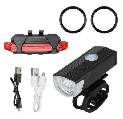 China Necessary Silicon+ Plastic+LED Silicon+ Plastic+LED Bicycle Front Rear LED USB Rechargeable Bike Lights Outdoor Bicycle Recycling Light 815166 for sale