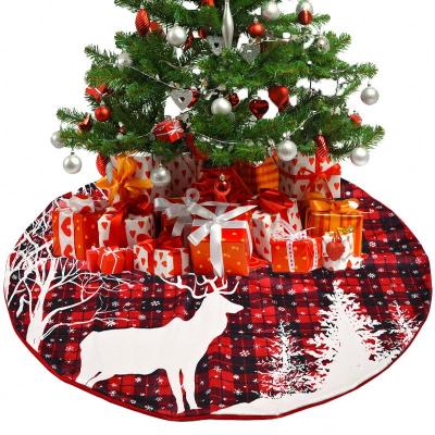 China Christmas Decoration Elk Christmas Decoration 122cm Red Black Snowflake Plaid Christmas Tree Border Blanket Round Deer Pattern Ornaments For Holiday Party Home Decoration for sale