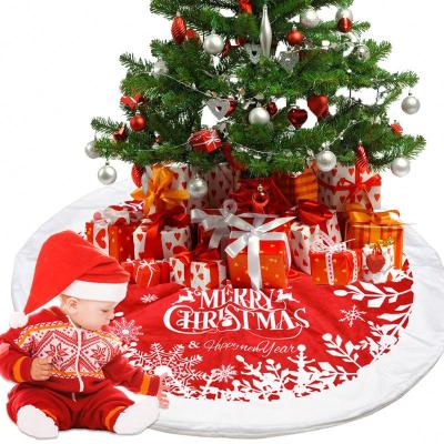 China Christmas Decoration 122CM Christmas Decoration 122CM Letter Christmas Tree Skirt Christmas Tree Skirt Red Super Soft Fabric Printed Mat Wholesale Mat Wholesale for sale