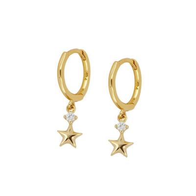 China Simple Design Star Drip Free Earrings S925 Sterling Silver CZ Crystal Rhinestone Pentagram Clip On Lead Free Nickel Free Stud Earrings for sale