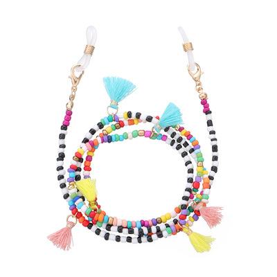 China Lead Free Multicolor Convenient Beaded Nickel Tassel Chains Lead Free Colorful Glass Nickel Beads Tassel Eyewear Holder Chain For Women for sale