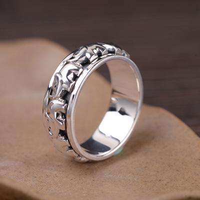 China 925 Sterling Silver Retro Elephant Rotating Ring Auspicious Wholesale Fashion Trendy For Men And Women for sale