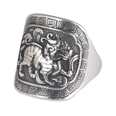 China Vintage 100% 925 Sterling Silver The Unicorn Can Adjust Mens Ring Gift for sale