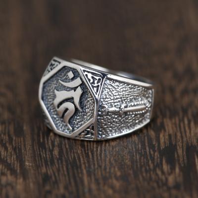 China Wholesale 925 Sterling Silver Classic Man Opening Six-Character Buddhist Mantra Ring CLASSIC for sale