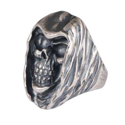 China Punk 925 Sterling Silver Thai Silver Hip Hop Skull Opening Ring Fashion Punk Gift for sale