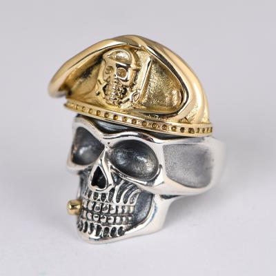 China Punk 925 Sterling Silver Skull Rings For Men Party Gift Punk Thai Silver Fingers for sale