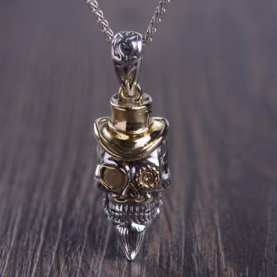 China Hiphop Vintage Wholesale Jewelry 925 Silver Cremation Skull Pendant For Men for sale