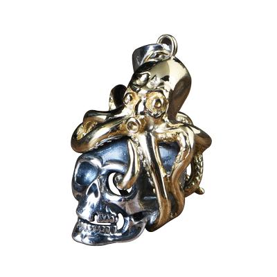 China Wholesale 925 Sterling Silver Skull Gold Octopus Hip Hop Fashion Mens Jewelry Pendant for sale