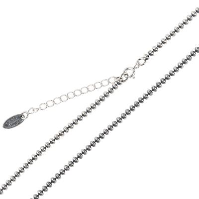 China TRENDY Authentic Vintage Silver Hop Vintage S925 Sterling Silver Chain Jewelry 2.5mm Pearl Necklace for Men and Women for sale