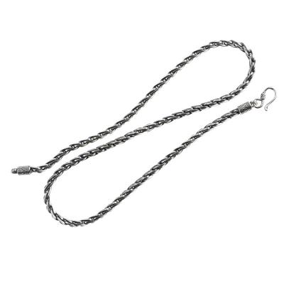 China S925 genuine sterling silver jewelry wholesale punks 0.4mm thick,retro thai silver punk necklace 55,60,65cm long for men for sale