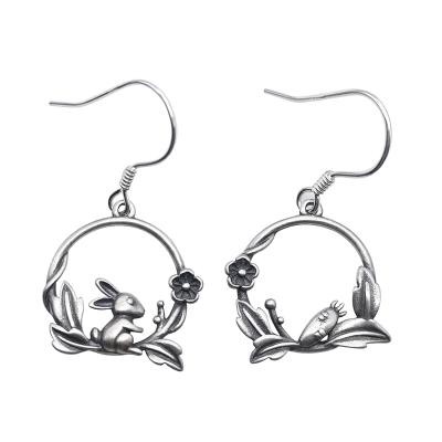 China Wholesale TRENDY 100% S925 Sterling Silver Rabbit Earrings Retro Fashion Carrot Jewelry Earrings For Women for sale