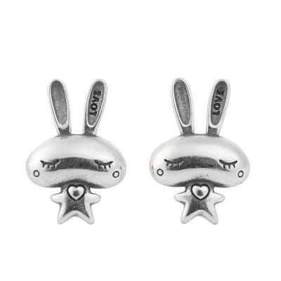 China Wholesale Retro Trendy Fashion Rabbit Stud Earrings S925 Sterling Silver Earrings For Women Girl for sale