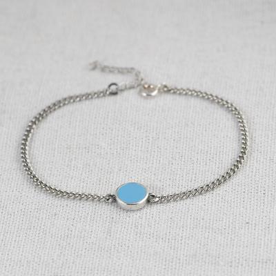 China Fashion Trendy Pure Silver Blue Resin Art Wholesale 17.5cm Chain 17.5cm Girl Jewelry Bracelet for sale