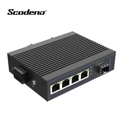 China Scodeno Din-Rail Single Mode Dual Fiber 100Mbps 4 Ports Industrial SFP Media Converter XPTN-9000-55-1FX4TX-SFP for sale