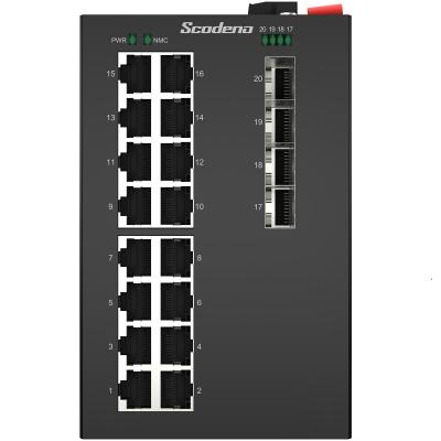 China LACP Scodeno L2 Managed 4 Gigabit SFP 16 Port Gigabit POE Ethernt Port Switch Industrial Switch for sale