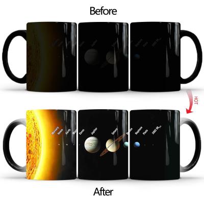 China Factory Wholesale Viable Ceramic Magic Color 301-400ml Changing Mug Heat Sensitive Hot Coffee Mug for sale