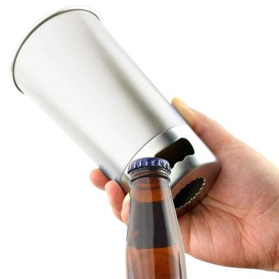 China 304 Viable Creative Single Layer 500ml Stainless Steel Roll Mugs With Bottle Opener Coffee Mug Drink Beer Mug for sale