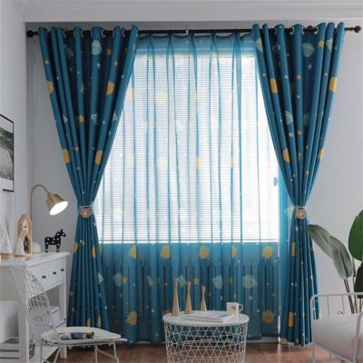 China Hot Sale Modern Custom Made High Quality Home Decoration Fabric Blue Curtain For Sale for sale