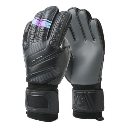 China Anti-Slip Goalie Gloves KELME Customized Club Team Men Football Gloves Soccer Training PU Latex Professional Goalkeeper Soccer Training Gloves for sale