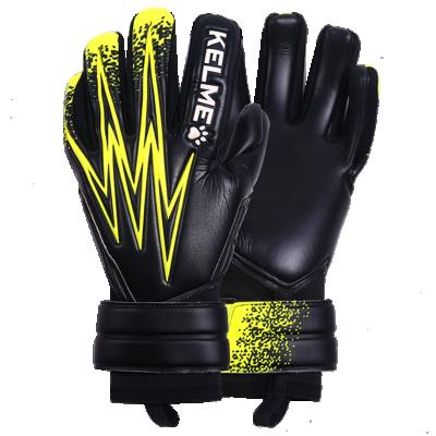 China Anti-Slip Goalie Gloves KELME Customized Club Team Men Football Gloves Soccer Training PU Latex Professional Goalkeeper Soccer Training Gloves for sale