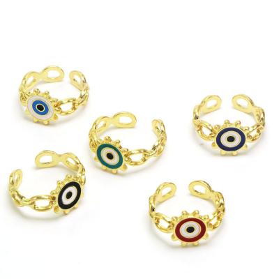 China New FASHIONABLE Chic Multi Color Protection Jewelery Colorful Enamel Rainbow For Ladies Charming Colored Evils Eye Rings for sale