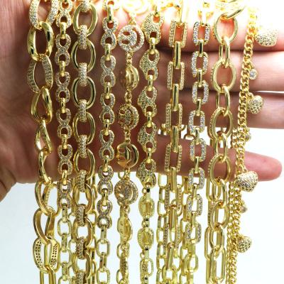 China TRENDY Zirconia Brass Chain Making Smile Face 18k Gold Plated Coffee Beans Necklace Cubic Zircon Pig Nose Chain Hip Hop Jewelry for sale