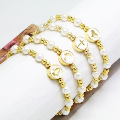 China TRENDY Rainbow Color 4mm Brass Beads Smile Face Bead Bracelets For Women Bead Chain Bracelets Jewelry Colorful Enamel for sale