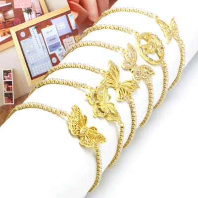 China FASHIONABLE Suction Micro-inlaid Women's Jewelry Bracelet 18K Gold Plated Butterfly Zirconia Tennis Bracelet for sale