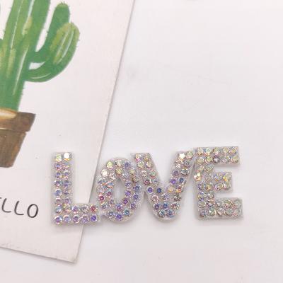 China Flatback L Non-woven Patch O V E Rhinestone Pearl Hair Accessories Clothing Bag Shoe Accessories Patch for sale