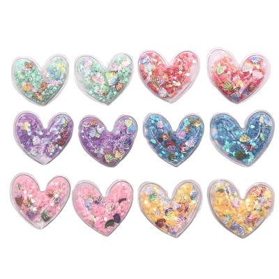 China Hot Handmade Custom Love Patch Flake Quicksand Sequin PVC DIY DIY Accessories For Bag And Hair Cilp for sale