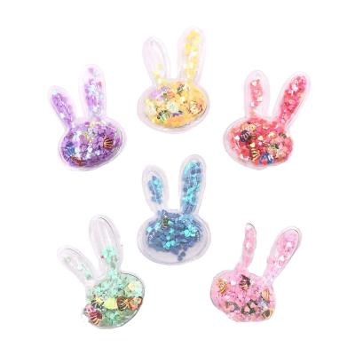 China Handmade Rabbit By PVC Luminous Quicksand Accessories Quicksand Lump Keychain Accessories Handmade Patch for sale