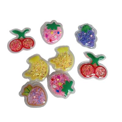 China Cherry Sticker Banana Strawberry Kids Printing Fruit Accessories Quicksand PVC Hairpin Handmade Accessories for sale