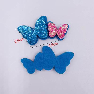 China Glitter Babies Hair Accessories Handmade Sequins Butterfly Padded Appliqued For BB Clip Decoration for sale