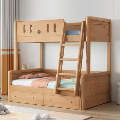 China Solid Wood Upper Bottom Bunk Bed Modern Combo Bed Double-Layer Wooden Kids Bed for sale