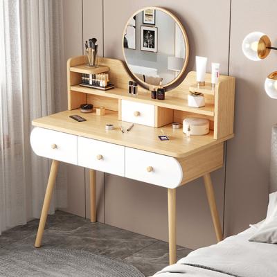 China Multifunctional Vanity Furniture Bedroom Furniture Makeup Foldable Custom Table Dressing Table With Lamp Mirror for sale