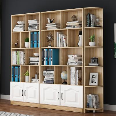 China Foldable Modern Wooden Bookshelf Office Library Furniture Assortment Storage Book Shelves With 2 Cabinet for sale