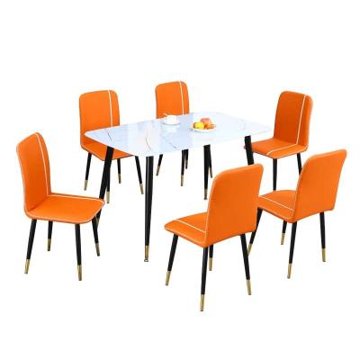 China Simple Modern Rectangular Dining Table Light Simplicity Dining Table And Chair Combination Luxury Suit for sale