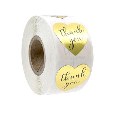 China Decorative 1 Inch Business Envelope Wedding Sticker Custom Thank You Gold Roll Stickers for sale