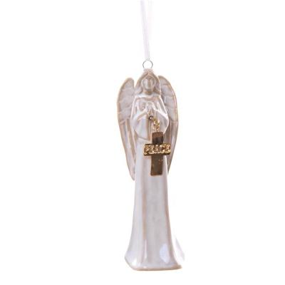 China Modern Style Home Decoration Garden Angel Hanging Ornament Ceramic for Christmas Decoration for sale