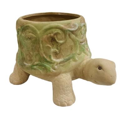 China American Style Theme Terracotta Turtle Figurine Garden Planter Ceramic Animal Flower Pot for sale