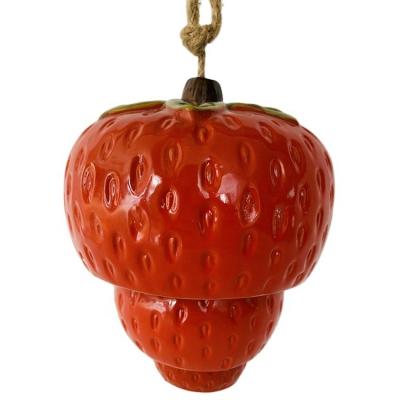 China Art Deco Home Hanging Strawberry Shape Design Accessory Wind Bell Rings Ceramic for sale