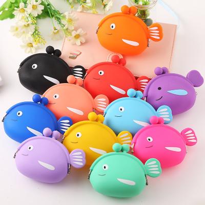 China 2021 fashion cute waterproof cute purse bag fish coin pocket ladies pinch monedero silicon custom waterproof zipper coin purse for sale