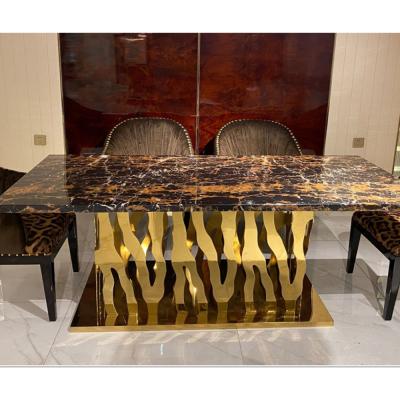 China Modern Zebra - D Brushed Gold Italy Design Dining Tables 6 Chairs Dining Room Furniture for sale