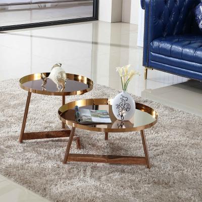 China Lei C1755 modern gold round coffee table set modern living room furniture for sale