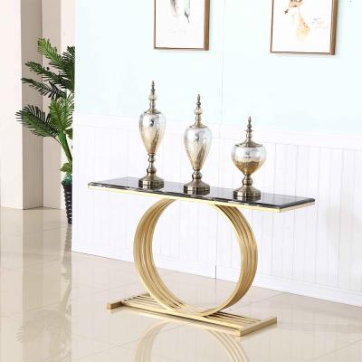 China Lei F1016 Modern Stainless Steel Round Marble Lightweight Luxury Console Table for sale