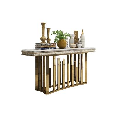 China C8812 Modern Luxury Gold Console Table Marble Top Dining for sale