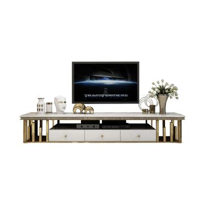 China CT8812 Modern Luxury Gold TV Unit Cabinet For Hotel Living Furniture for sale